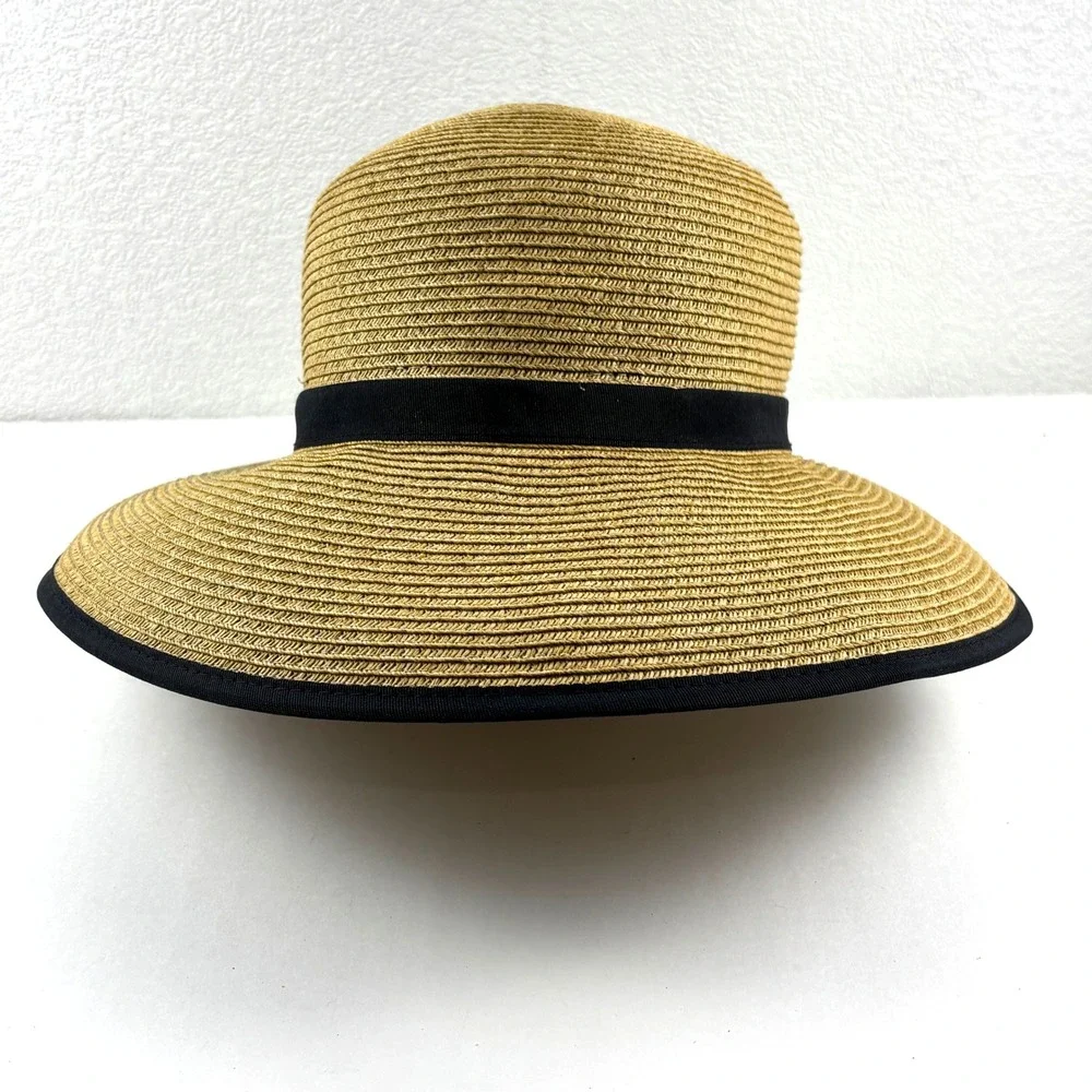 Cappelli Straworld Sun Hat Womens OS Tan Black Wide Brim Adjustable